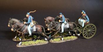 Image of Artillery Crew Arriving, The Union Artillery, The Army of the Potomac, The Battle of Brandy Station, June 9th, 1863, ACW, 1861-1865--two mounted figures, two seated figures, limber, & four horses--11 pieces & D BOX