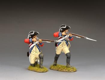 Image of Redcoats Taking Aim, 4th (King Own) Regiment of Foot--two figures (standing firing, kneeling firing)