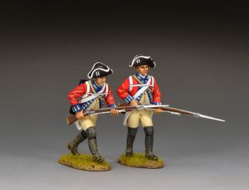 Image of Redcoats Advancing Forward Set #2, 4th (King Own) Regiment of Foot--two figures (starting to advance, advancing with head down)