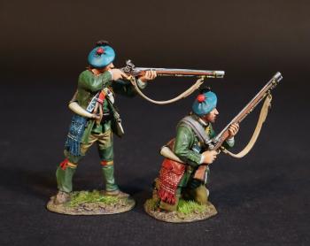 Image of Two Rangers (standing aiming; kneeling readying), Roger's Rangers, The Raid on St. Francis, 1759, The French and Indian War, 1754-1763--two figures