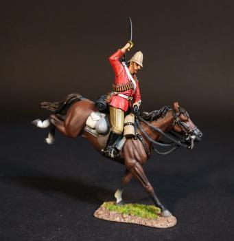 Image of Mounted Infantry (sword raised), Eschowe Relief Column, Battle of Gingindhlovu, 2nd April 1879--single mounted figure on horse landing from leap