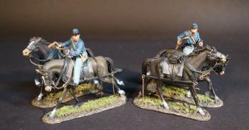 Image of Artillery Crew Extension, Looking Left & Right, The Union Artillery, The Army of the Potomac, The Battle of Brandy Station, June 9th, 1863, ACW, 1861-1865--two mounted figures and four horses