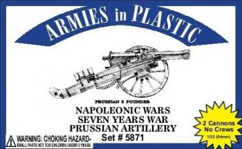 Two Prussian Guns (no crews), Prussian Artillery, Napoleonic Wars - Seven Years War--two guns without crewmen (dark blue plastic) #51454