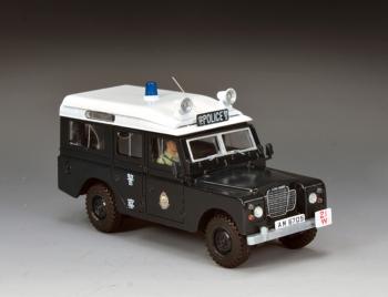 Image of Royal Hong Kong Police Land Rover (Western District), Hong Kong, All Our Yesterdays--vehicle and driver Image of Royal Hong Kong Police Land Rover (Western District), Hong Kong, All Our Yesterdays--vehicle and driver