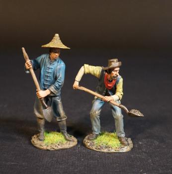 “The Long Tom” Part 2, The Gold Rush--two figures with shovels (standing throwing dirt; standing pushing with shovel) #51508
