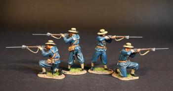Image of Four Sailors (2 standing firing; 2 kneeling firing), British Naval Brigade, H. M. S. Shah, The Eshowe Relief Column, The Battle of Gingindhlovu, 2nd April 1879, The Anglo Zulu War--four figures