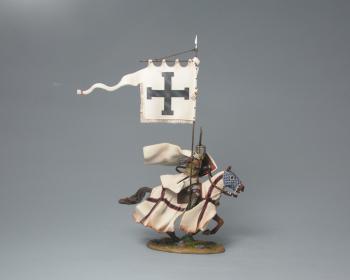 Image of Teutonic Knight Standard-Bearer (2), The Battle of Legnica, 1241--single mounted figure charging with flag (white flag with black cross)