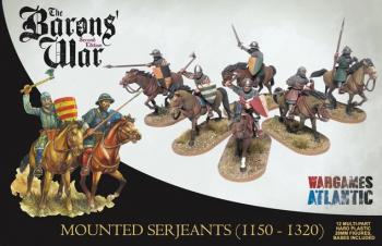 Image of 28mm Mounted Serjeants (1150-1320), Age of Chivalry--12 multi-pose unpainted plastic mounted figures