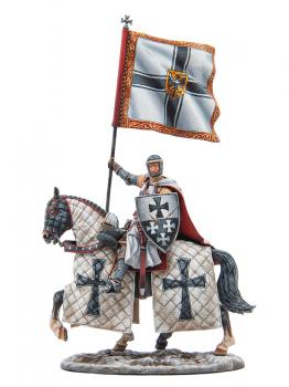 Image of Mounted Teutonic Knight with Standard, Battle of Lake Peipus--single mounted figure with standard