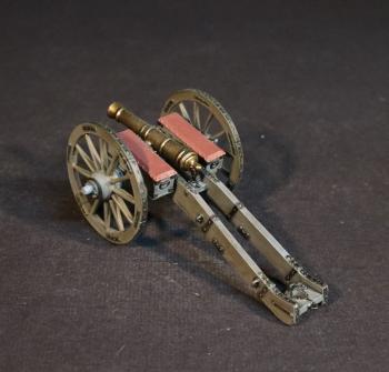 Image of 6-pounder Field Gun (grey with red compartments next to the cannon), American Artillery, The American War of Independence 1775-1783