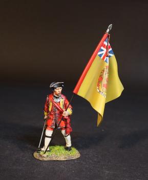 Image of Standard Bearer, Dejean's Regiment of Foot, Cumberland's Army, The Battle of Culloden, 16th April 1745, The Jacobite Rebellion, 1745--single figure with drawn sword and regimental flag
