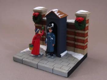 "Under the Mistletoe", Coldstream Guardsman and Girl in Winter Coat with Basket and Mistletoe, 1815--two figures, guard box, and scenic base--RETIRED--LAST ONE!! "Under the Mistletoe", Coldstream Guardsman and Girl in Winter Coat with Basket and Mistletoe, 1815--two figures, guard box, and scenic base--RETIRED--LAST ONE!! #51732