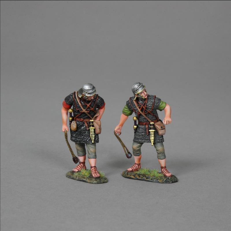 Two Roman Auxiliary Slingers Readying to Sling--two figures #1 Two Roman Auxiliary Slingers Readying to Sling--two figures #1
