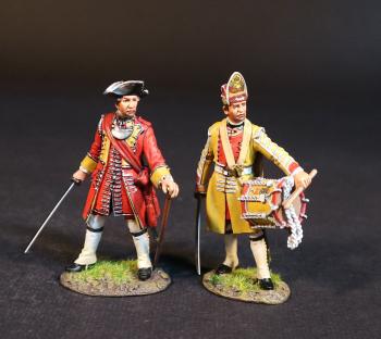 Image of Officer and Drummer, Dejean's Regiment of Foot, Cumberland's Army, The Battle of Culloden, 16th April 1745, The Jacobite Rebellion, 1745--two figures