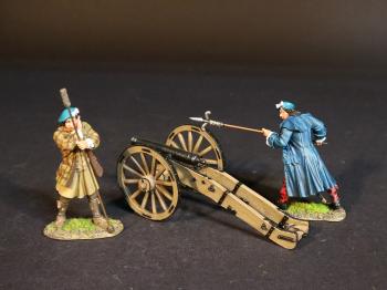 Image of Jacobite Artillery, The Jacobite Army, The Battle of Culloden, 16th April 1745, The Jacobite Rebellion, 1745--cannon and two figures