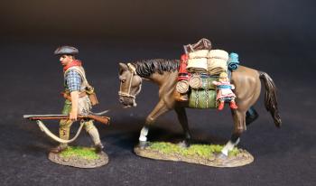 Settler with Pack Horse, Settlers and Refugees, The Eighteenth Century Collection--single figure leading pack horse figure #51784