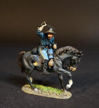 Union Trooper, Union Cavalry Corps, The Army of the Potomac, The Battle of Brandy Station, June 9th, 1863, ACW, 1861-1865--single mounted figure facing right with sword raised overhead on black horse #51790