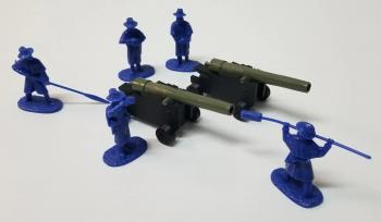 "Fortress Artillery", Two Union 30 pound Parrott Gun with Five-Man Crew in Overcoats, American Civil War, 1861-1865--two cannon and five figures (Dark Blue plastic) #51829