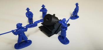 13-inch Mortar with Union crew of five with Overcoats, American Civil War, 1861-1865--mortar and five figures (dark blue plastic) #51833