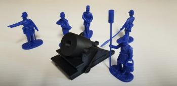 13-inch Mortar with Union crew of five with 3/4 length froc coat & Kepis, American Civil War, 1861-1865--mortar and five figures (dark blue plastic) #51835