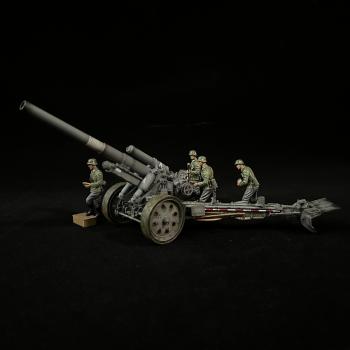 German Grey sFH18 150mm Howitzer with Limber and Crew #51839
