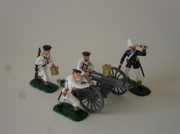 Royal Navy Gatling Gun and Four Man Crew (White Uniform), Zulu War, 1879--four figures and gun--RETIRED--LAST ONE!! #51847