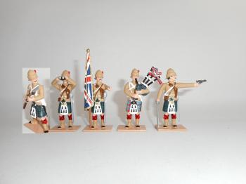 Command Set and additional Highlander standing at the ready, Black Watch (Khaki Drill Tunics), Highland Regiments, 1882-1890--five figures--RETIRED--LAST ONE!! #51851