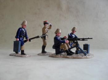 Hotchkiss Machine Gun and Crew, III Battalion, 1er de Marche d’ Afrique, French Foreign Legion, Gallipoli, 1915, WWI France--cannon and four figures--RETIRED--LAST ONE!! #51854
