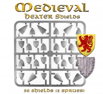 Image of 28mm Medieval Heater Shields--56 plastic shields