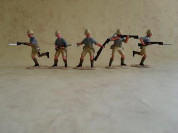 Five Infantrymen in Shirtsleeves, Shorts, & Sun Helmets, British Infantry (Gallipoli/Middle-East), WWI Britain--five figures--RETIRED--LAST ONE!! #51872