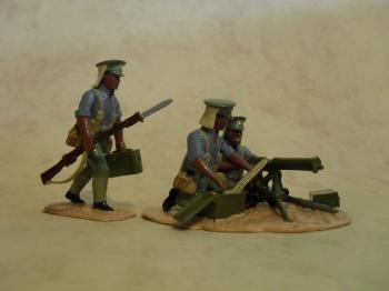 Maxim Gun and Three Man Crew, 1st Maori Contingent, Chunuk Bair, Gallipoli, August, 1915, WWI New Zealand Expeditionary Force--MG and three crew figures--RETIRED--LAST ONE!! #51874