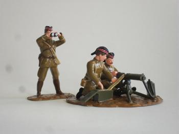 Vickers Machine Gun and Three Man Crew, Highland Light Infantry, Western Front, 1914, WWI Britain--MG and three crew figures--RETIRED--LAST ONE!! #51877