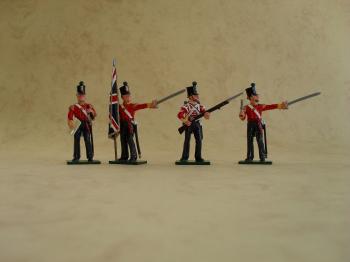 77th Regiment Command Set (Albert Shako and red coatees), The Crimean War --four figures--RETIRED--LAST ONE!! #51878