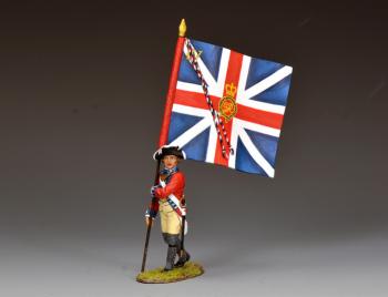 British 4th Regiment of Foot Officer with The King's Colour--single marching AWI-era figure with flag #51899