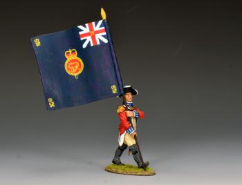 British 4th Regiment of Foot Officer with Regimental Colour--single marching AWI-era figure with flag #51900