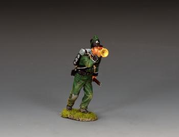 95th Rifles Bugler--single standing Napoleonic-era British figure blowing bugle #51904