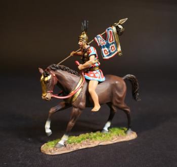 Samnite Standard Bearer (red tunic with green trim), The Samnites, Armies and Enemies of Ancient Rome--single mounted figure with spear with cloth hanging from it #51964