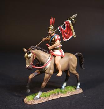 Samnite Standard Bearer (white tunic with red trim), The Samnites, Armies and Enemies of Ancient Rome--single mounted figure with spear with cloth hanging from it #51965