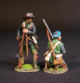 Two Rangers (standing reaching for cartridge; kneeling ready), Roger's Rangers, The Raid on St. Francis, 1759, The French and Indian War, 1754-1763--two figures #51969