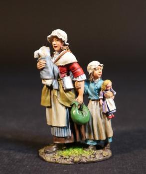 Mother and Two Daughters, Settlers and Refugees, The Eighteenth Century Collection--three figures and doll on single base #51975