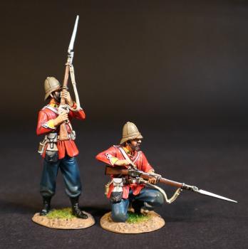 Two Infantrymen in Pith Helmets (standing ready; kneeling loading cartridge), The 57th (West Middlesex) Regiment, The Eshowe Relief Column, The Battle of Gingindhlovu, 2nd April 1879, The Anglo Zulu War--two figures #51978