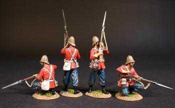 Four Infantrymen in Pith Helmets (2 standing ready; 2 kneeling loading cartridge), The 57th (West Middlesex) Regiment, The Eshowe Relief Column, The Battle of Gingindhlovu, 2nd April 1879, The Anglo Zulu War--four figures #51979