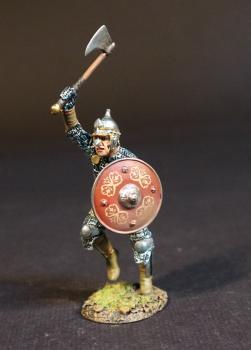 Zihril Dnefer, "Armoured Assault Soldiers", Janissaries, The Ottoman Empire, The Great Siege of Malta, 1565, The Crusades--single figure charging in chain armor and trousers with round shield and raised axe #51988