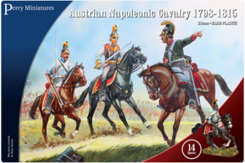 Austrian Napoleonic Cavalry, 1798-1815--fourteen multi-part hard-plastic 28mm mounted figures #51996
