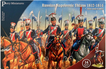 Russian Napoleonic Uhlans, 1812-14--fourteen multi-part hard plastic 28mm mounted figures #51997