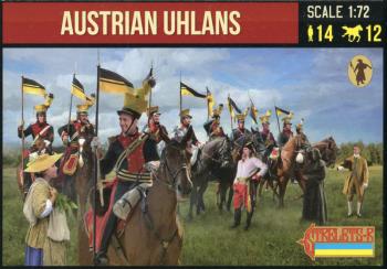 Napoleonic Austrian Uhlans--14 figures in 14 poses and 12 horses in 6 horse poses (unpainted) #52017