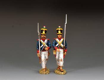 'Marching to Battle' Set A, Santa Anna’s Infantry, Rembember the Alamo--two figures (musket on right (bearded); musket on left (clean shaven)) #52026