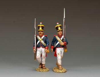'Marching to Battle' Set B, Santa Anna’s Infantry, Rembember the Alamo--two figures (musket on right (mustachioed); musket on left (clean shaven, tilted hat)) #52027