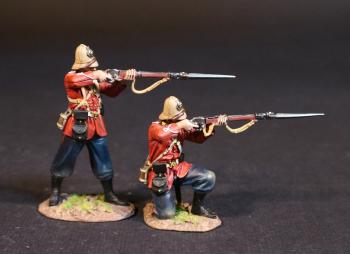 Two Infantrymen (standing firing; kneeling firing), The 99th (Duke of Edinburgh's) Regiment, Eschowe Relief Column, Battle of Gingindhlovu, 2nd April 1879--two figures in pith helmets #52068
