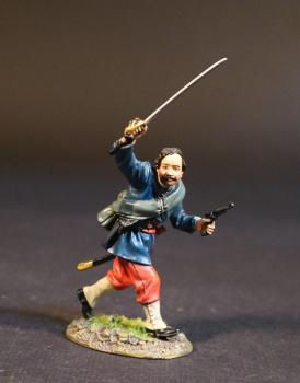 Image of Major Roberdeau Chatham Wheat, 1st Special Battalion (Wheat's Tigers), Louisiana Infantry, The First Battle of Manassas, 1861, ACW, 1861-1865--single advancing figure (blue tunic) with pistol and raised sword (no hat) #52074